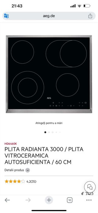 Plita vitroceramica AEG HD6460K Sigilata