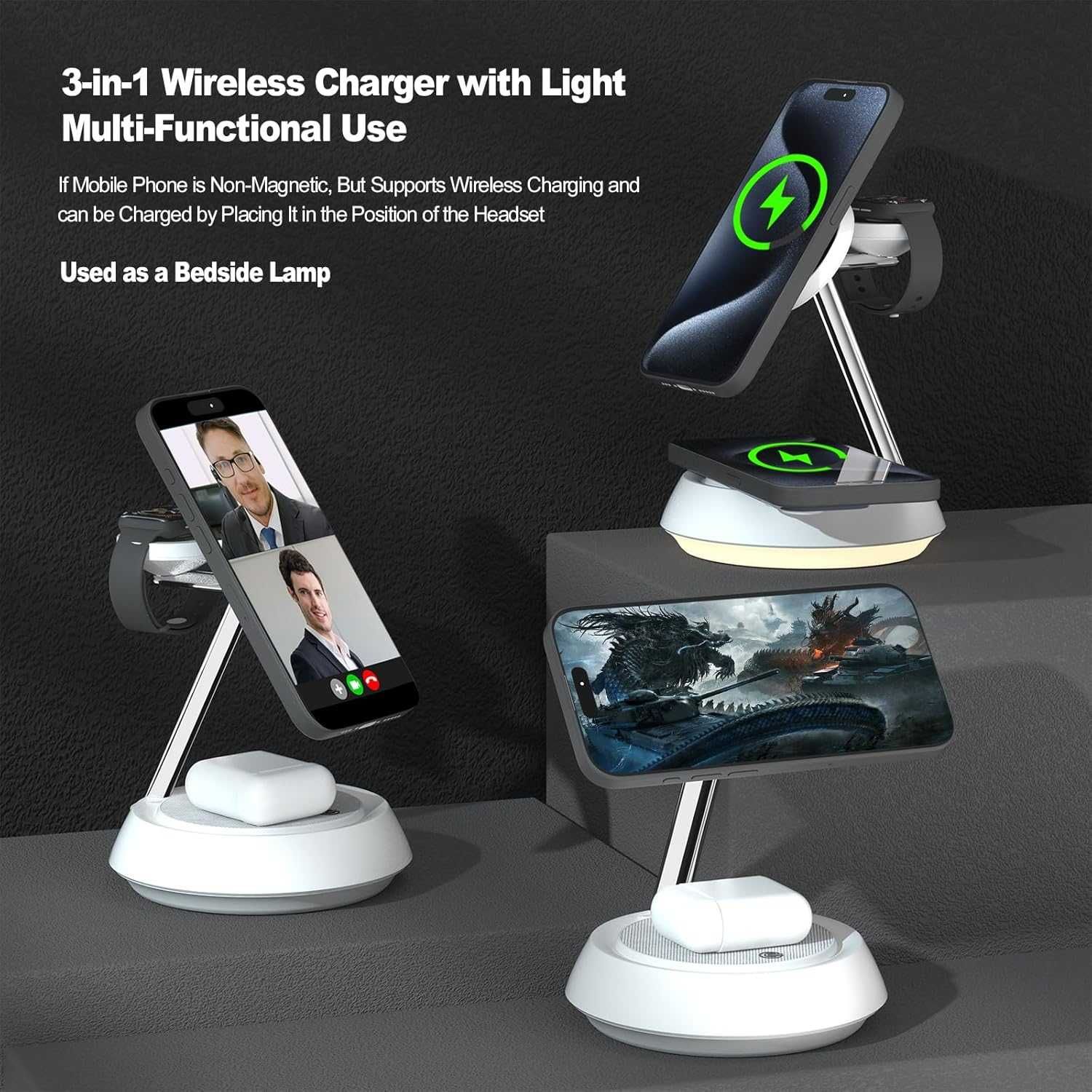 Statie incarcare(dock) WiFI Telefon(fast Charge) + Lumina - Trans GRAT