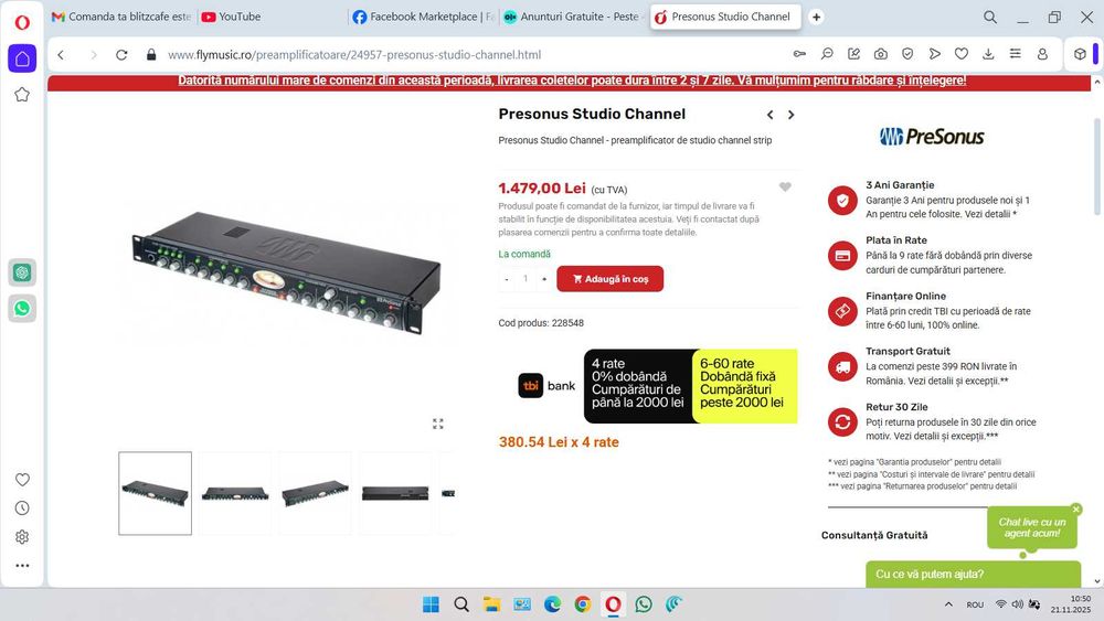 Preamplificator cu lampa,compresor si egalizator incorporate