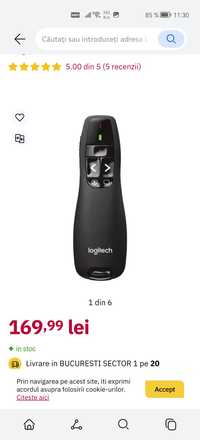 Presenter Wireless LOGITECH R400, negru prezentator