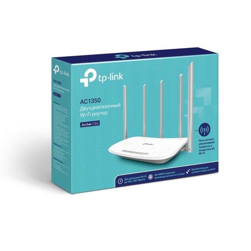 [Новый] Wi-fi TP-LINK C60 AC1350 Двухдиапазонный (Форма оплаты ЛЮБАЯ)