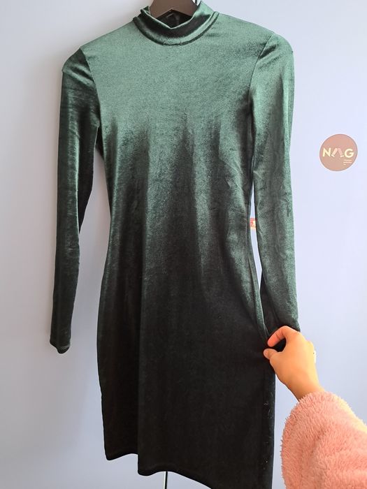 Rochie catifea verde XS 34