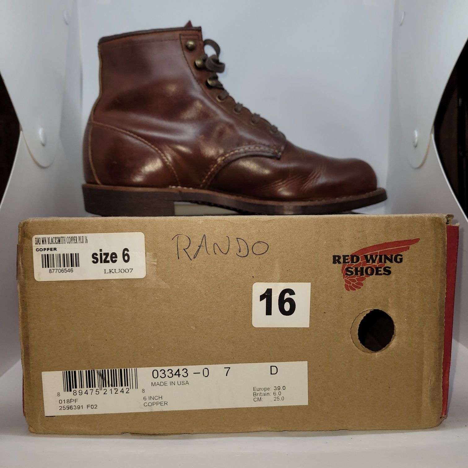 Red Wing Blacksmith 3343 Copper Rough & Tough, US 7 D/ EU 39 (39.5-40)