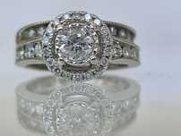 Inel aur 14k cu diamante 1.50ct si verigheta diamante