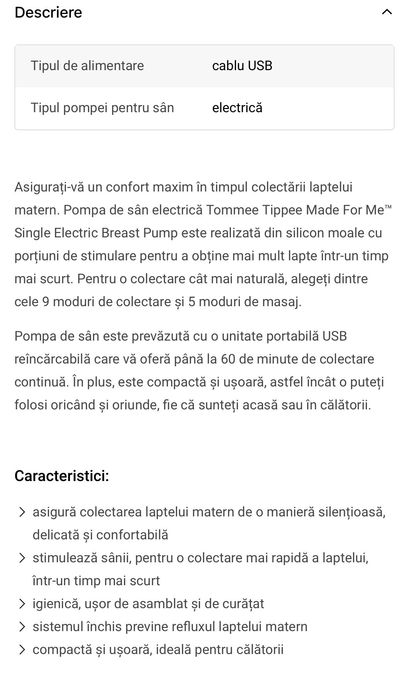 Pompă de sân electrică Tommee Tippee Made for me + CADOU