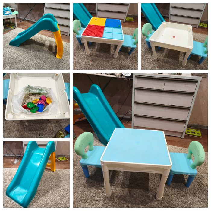 Горка детская, столик со стульчиками