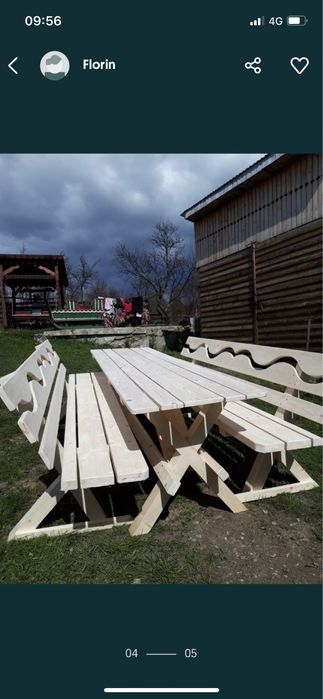 Vând set masă cu bănci