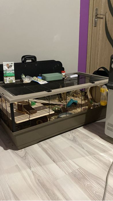 Cușcă hamsteri 100x54x39 si accesorii, hrana, nisip, labirint, roata