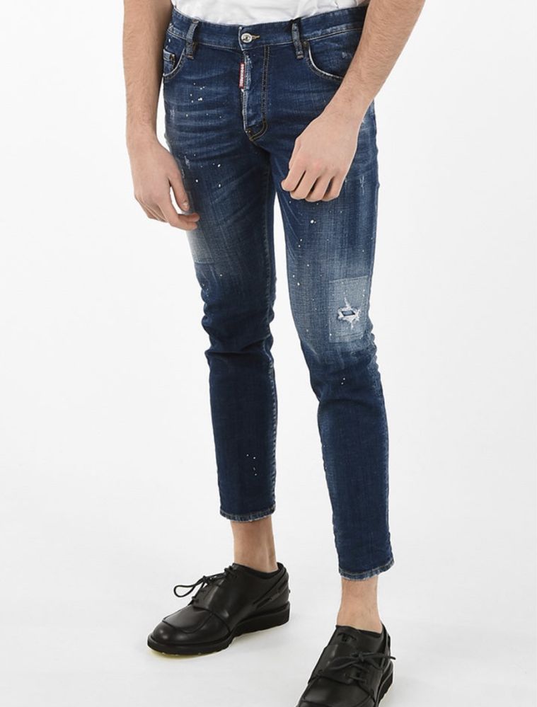 Dsquared2-15 cm Distressed Printed Skater Jeans