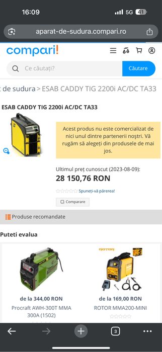 Aparat de sudura Tig AC / DC Esab Tig 2200i / 220 a / 220v
