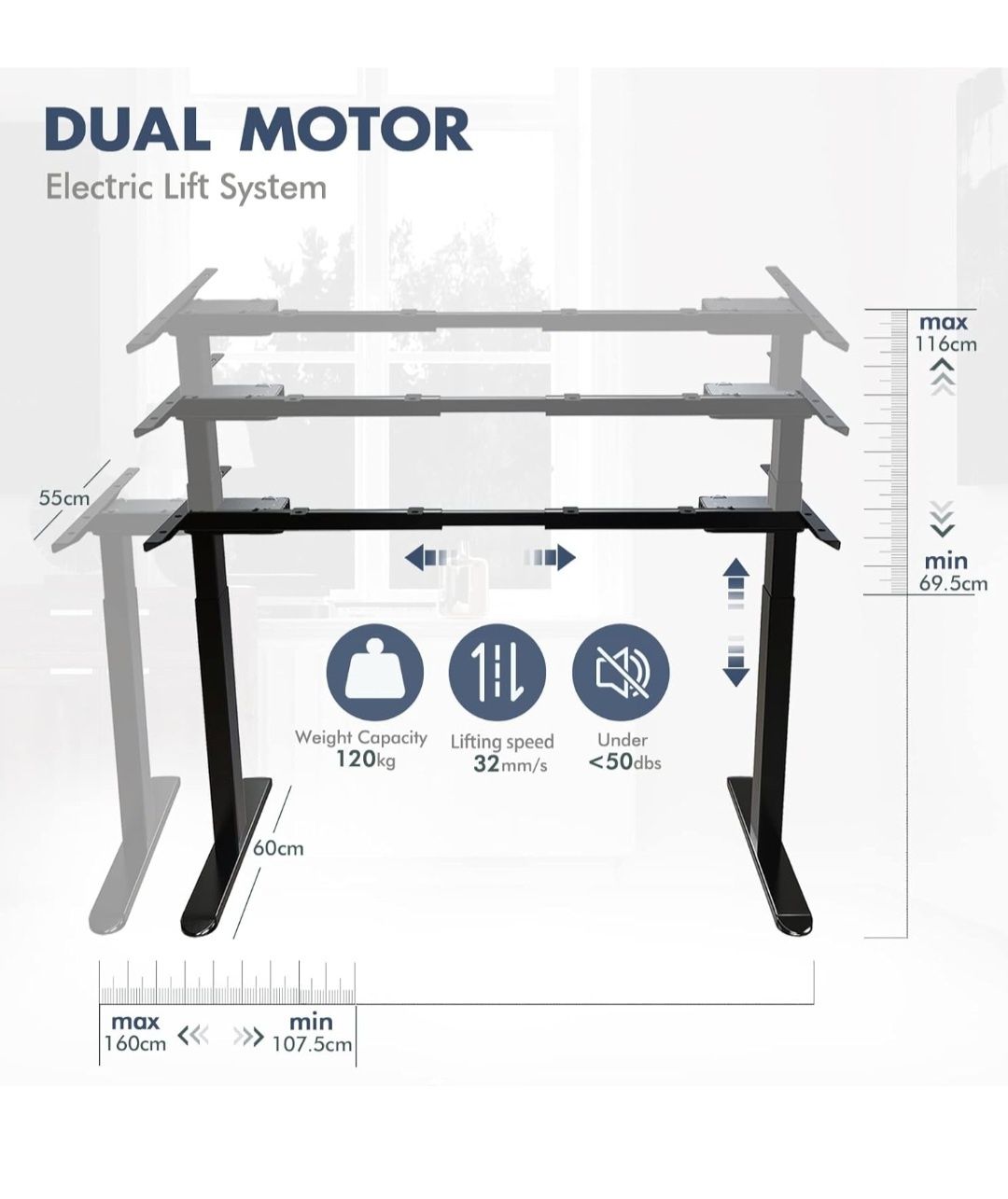 Бюро с ел.регулируема височина/Height-adjustable electric desk