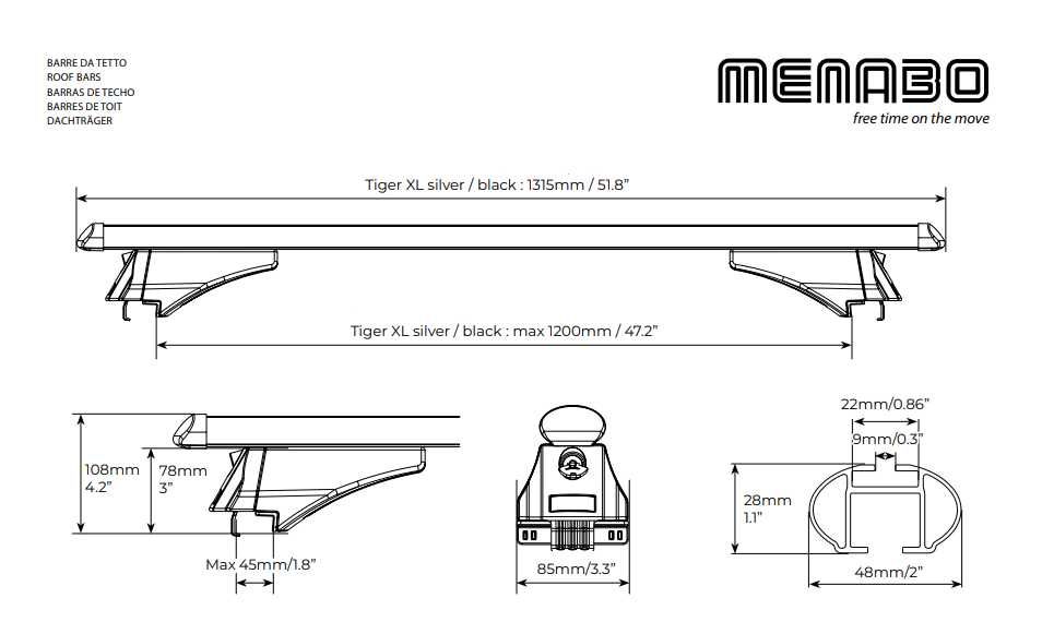 Напречни греди  MENABO TIGER XL (Багажник за кола)