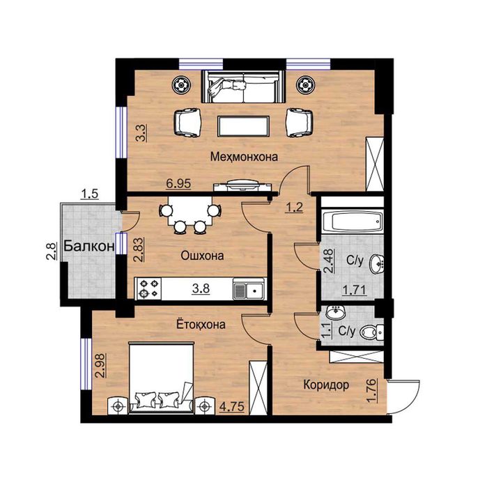 Kvartira, juda qulay joyda