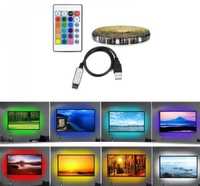 Kit TV banda led strip 2metri USB RGB 16 culori telecomanda