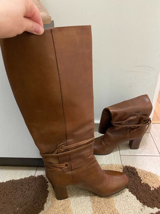 Cizme lungi din piele maro, Lavorazione Artigiana, marimea 36