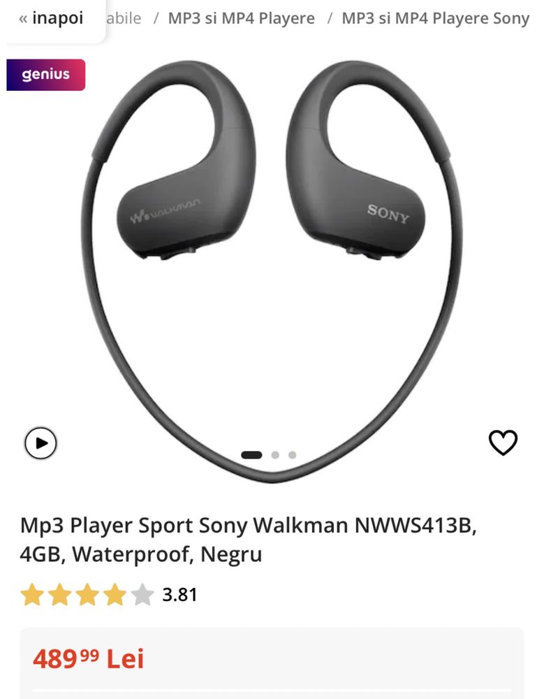 Sony Mp3 player, sport, sigilat, OCAZIE, transport inclus