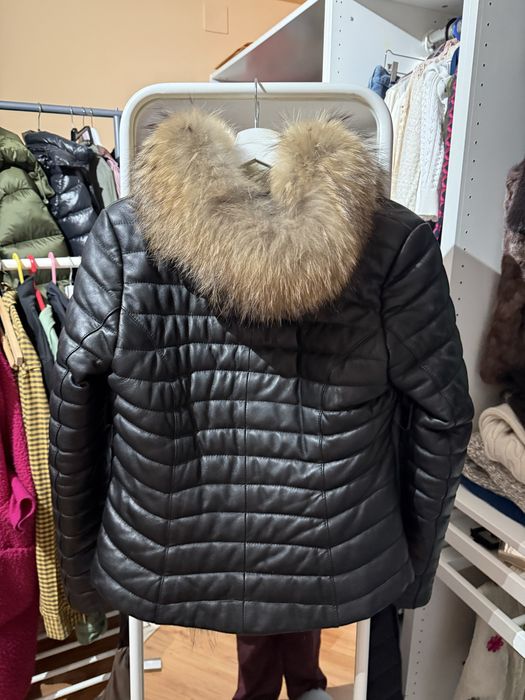 Geacă de piele cu blană naturală