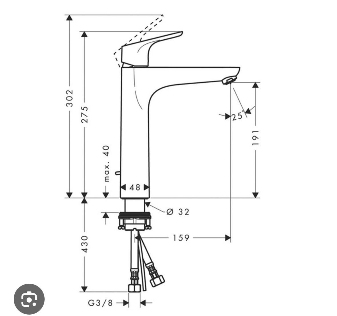 Стоящ смесител за мивка,  Hansgrohe Focus 190 , 31608000