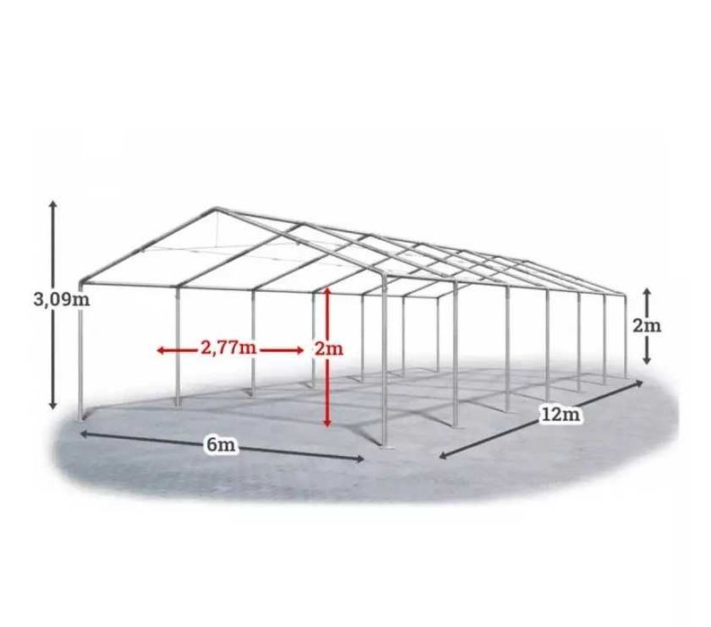 Cort 6x12 M,Profesional,Cadru metalic stabil,Prelata