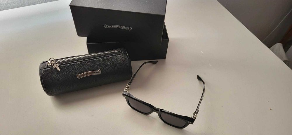 Ochelari de soare Bărbați Chrome Hearts CH8127 negrii +cutie+toc piele