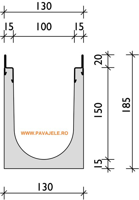 Rigola din beton cu gratar B125 combi compozit