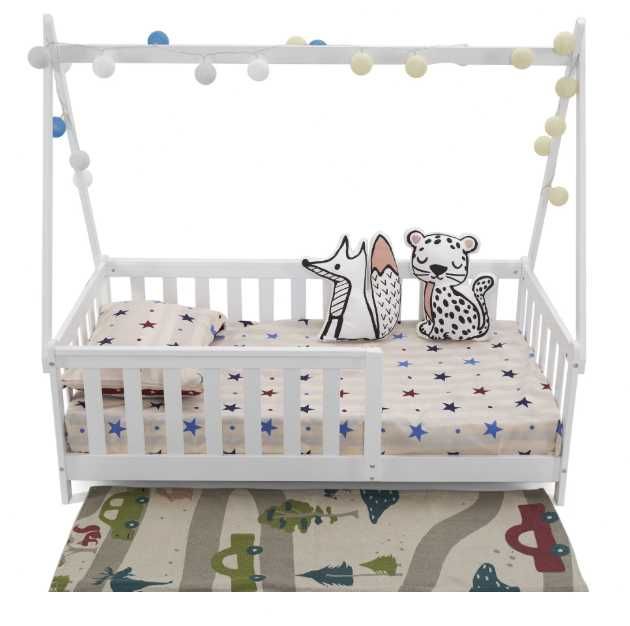 Детско легло U-Grow, Дърво, Размери 140 х 70 см, Бял