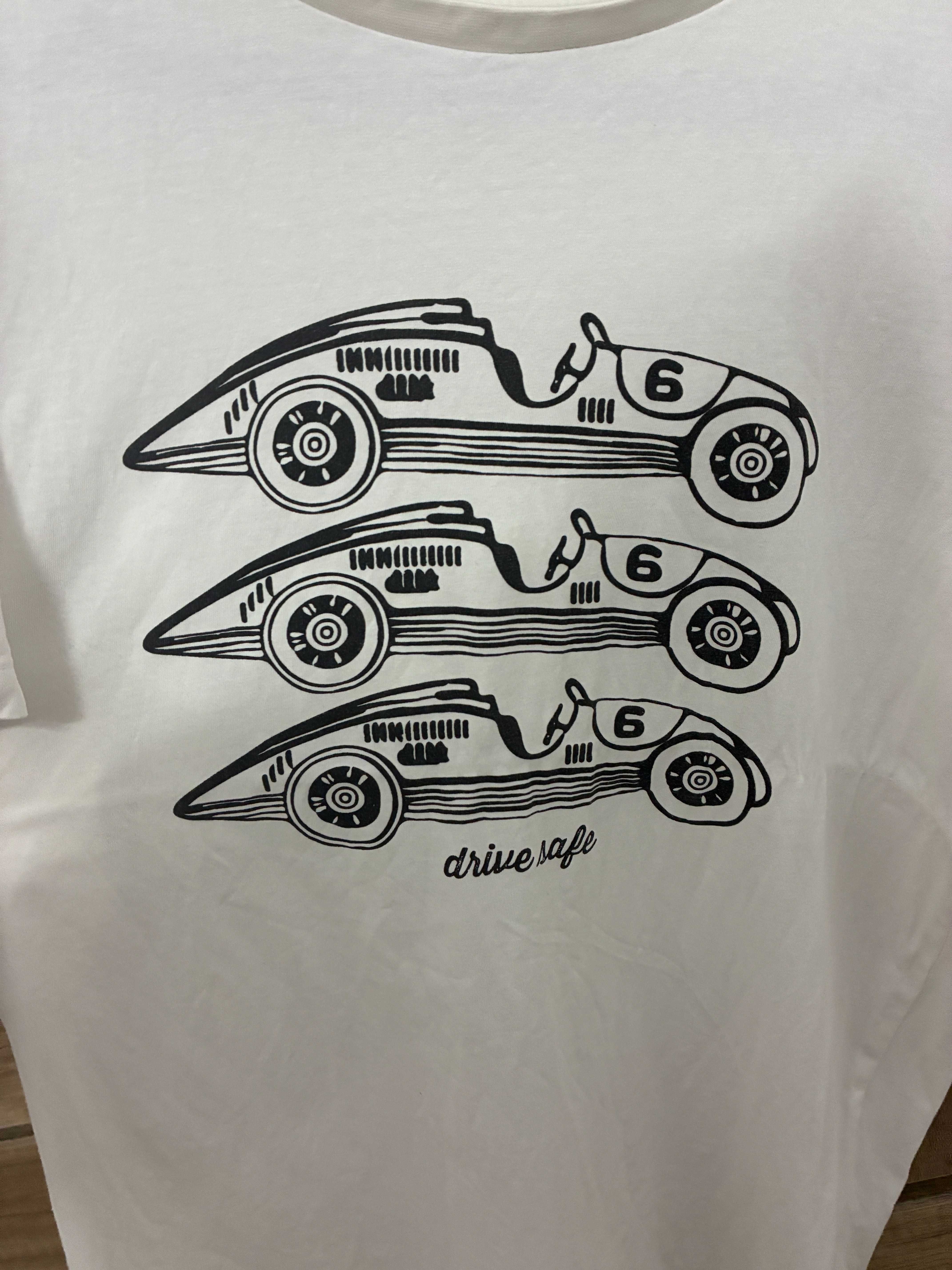 Tricou Alb Barbati Sinsay imprimeu " CARS " , Marimea S (EUR38)
