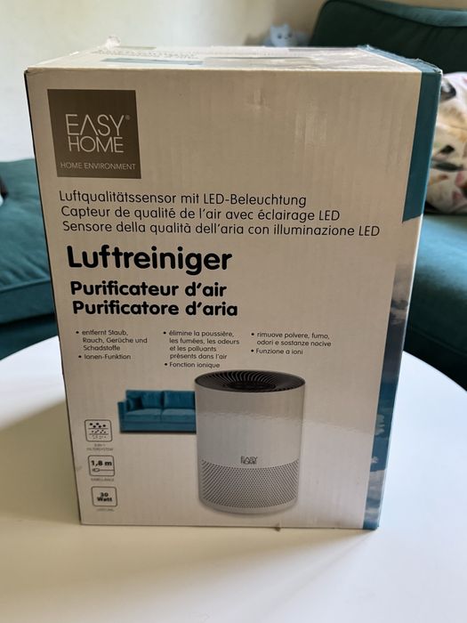 ПРОМО НОВ Пречиствател на въздух EasyHome бял/тъмносив EPA филтър