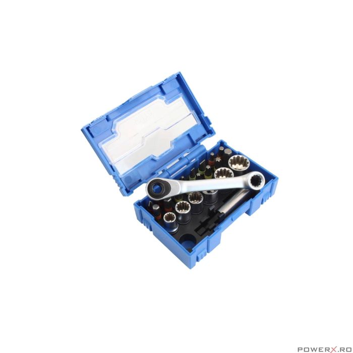 Trusa chei tubulare si biti, mini-clichet 1/4", 24 piese, Satra