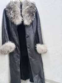 Кожный пальто зимный