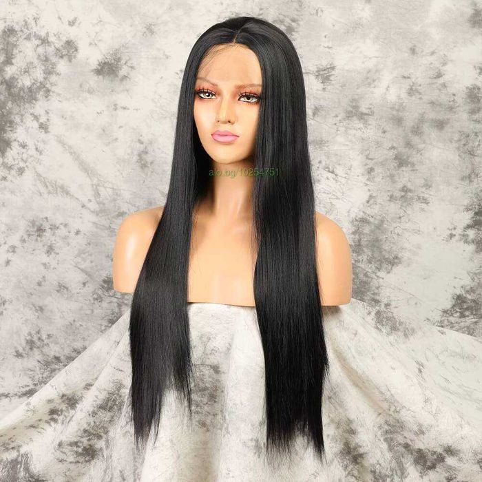 Елегантна синтетична черна перука с дантела отпред LACE FRONT 13*4*1