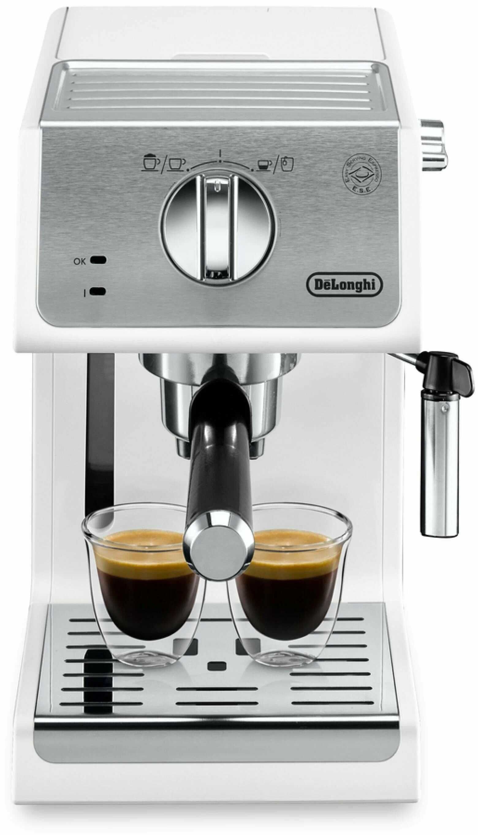 Кофемашина рожковая De'Longhi ECP 33.21.W (белая, с капучинатором)