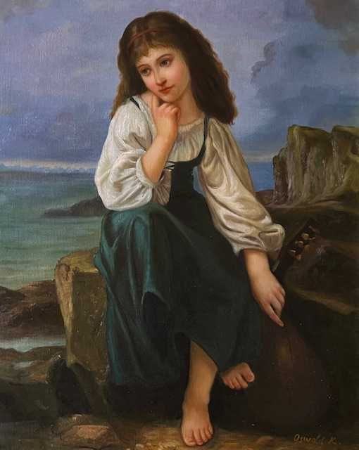 SUPERB! Tablou VECHI, ulei pe carton, semnat, 60x50cm, 70x60cm cu ramă
