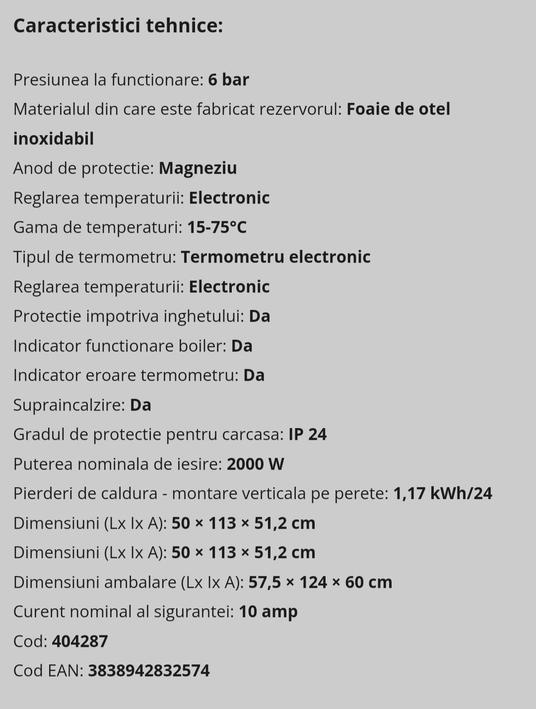 Boiler electric Gorenje OGB120SMC6, 120 litri, Alb