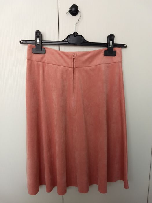 Fusta roz somon imitatie piele intoarsa, Orsay, marime 32