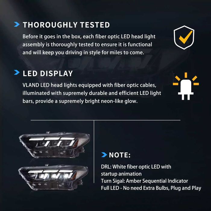 Комплект Full LED фарове с мигачи за Mustang 2015 - 2017 с S650 визия