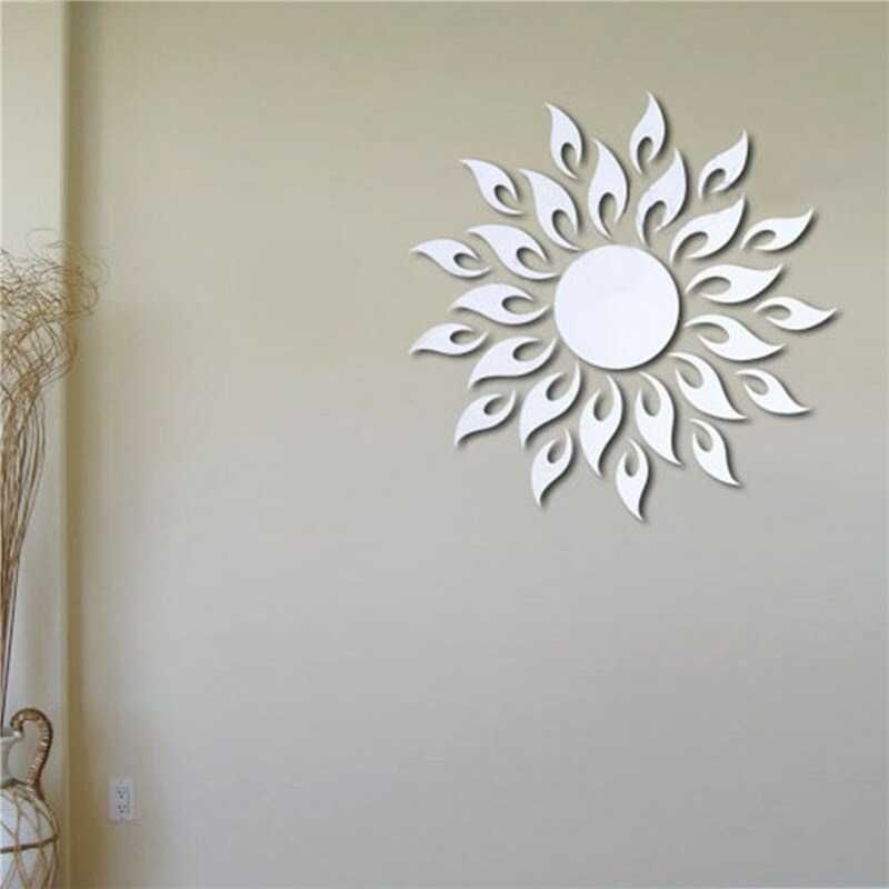 Set Oglinzi din PVC Design 3D SILVER SUN  27 buc/set