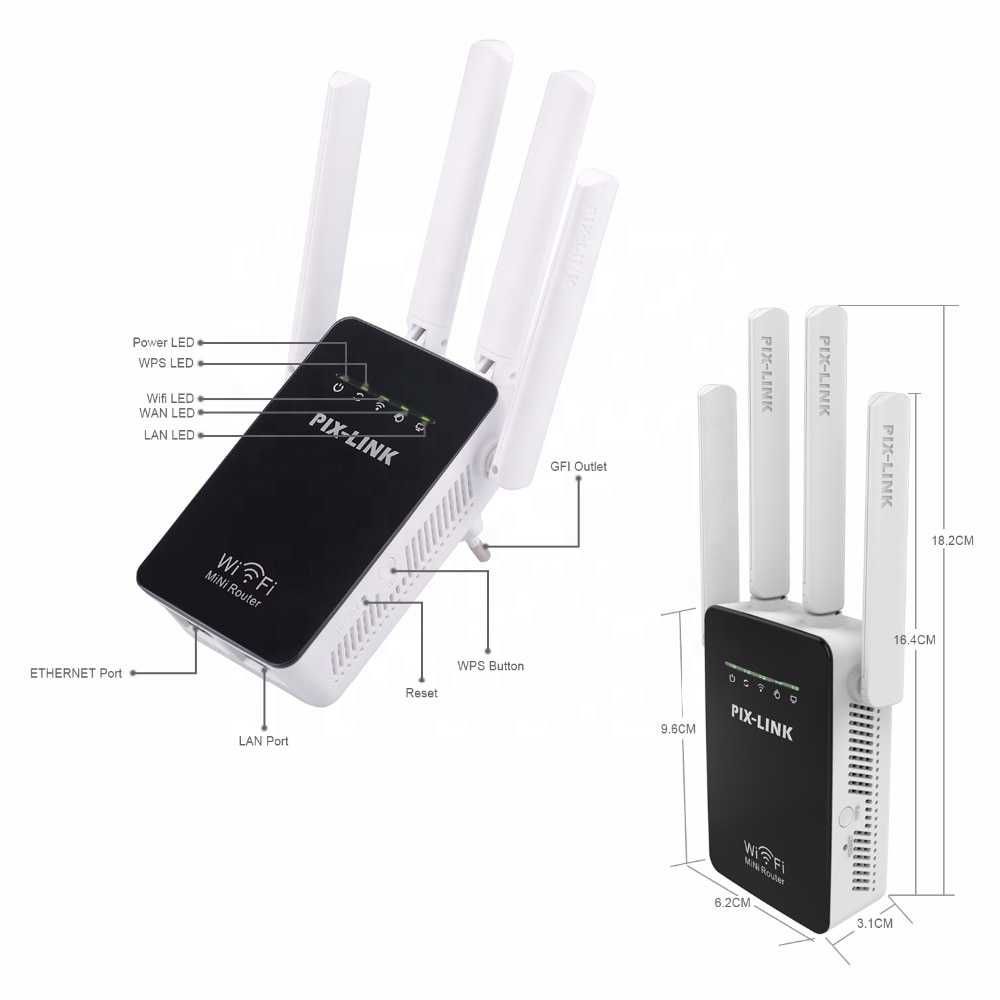 Wifi усилвател/ретранслатор, Черен