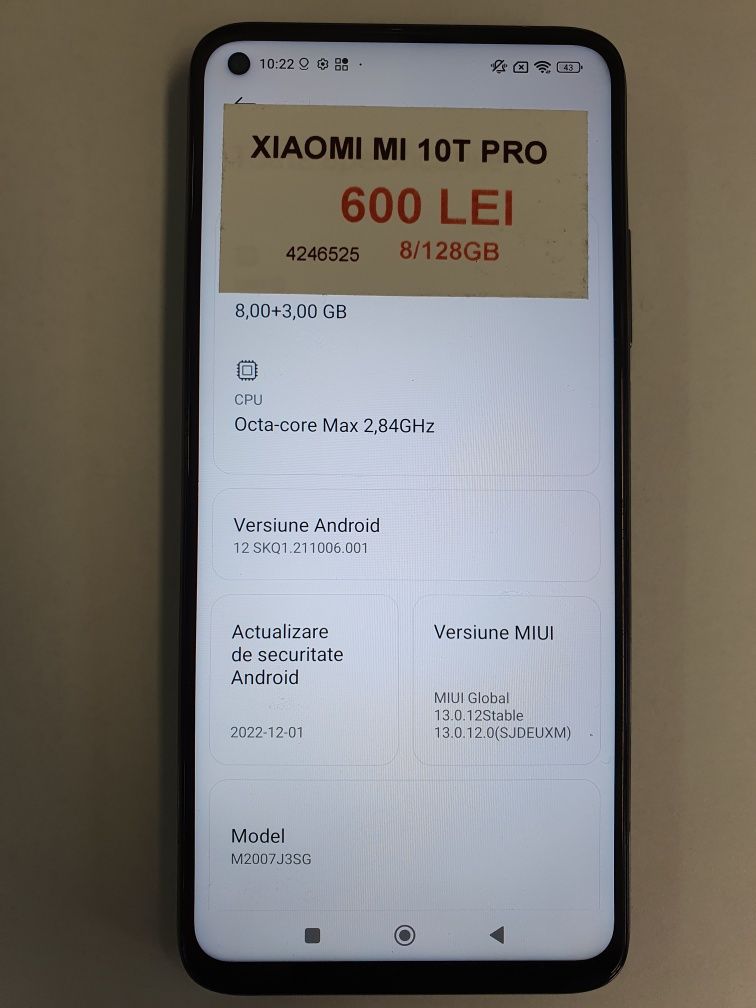 XIAOMI MI 10T PRO 128/8GB SPATE FISURAT•Amanet Lazar Crangasi•42465