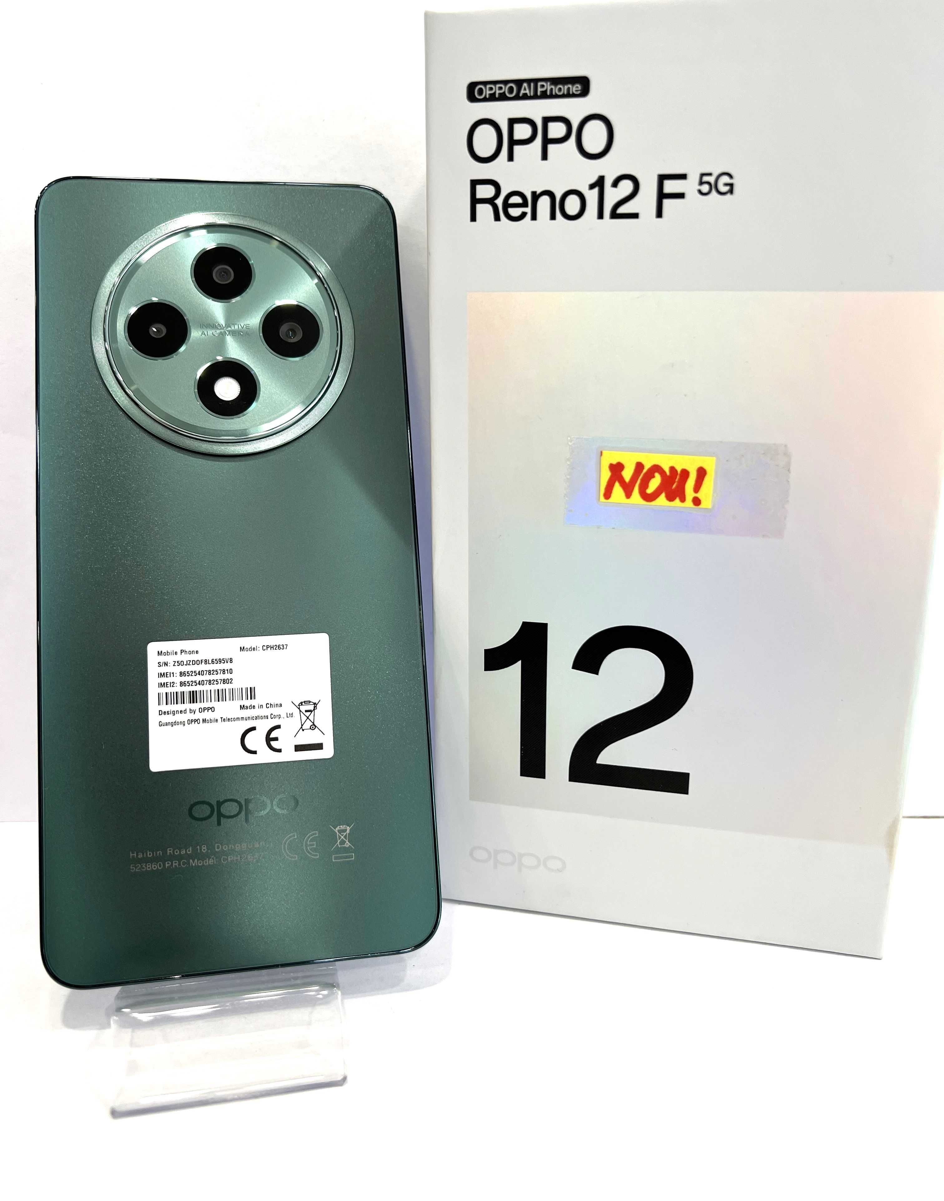 Oppo Reno 12F 5G, 256GB/8GB RAM,  Black Green, NOU!