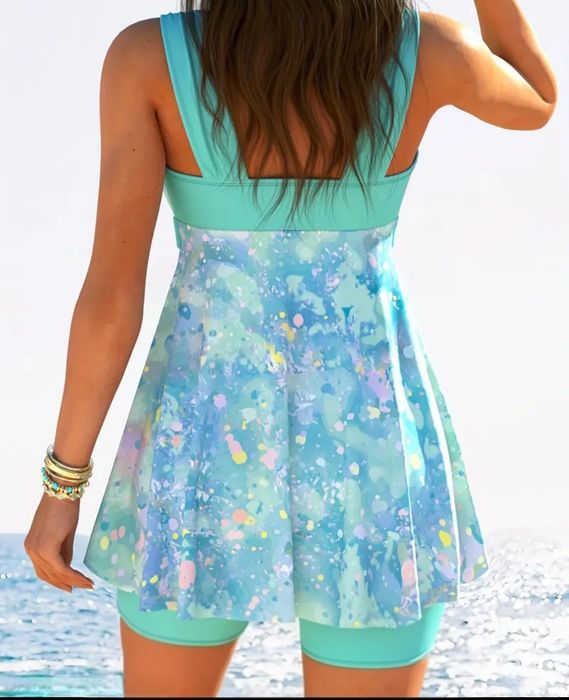 Costum de baie damă din 2 piese - culoare turcoaz