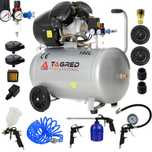 Compresor aer 100L 530L/min+dezumidificator+scule pneumatice (TA361+)