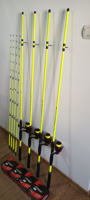 SET 4 Lansete Feeder 3.0m ROBINHAN Bolentino + 4 Mulinete YUMOSHI DM60