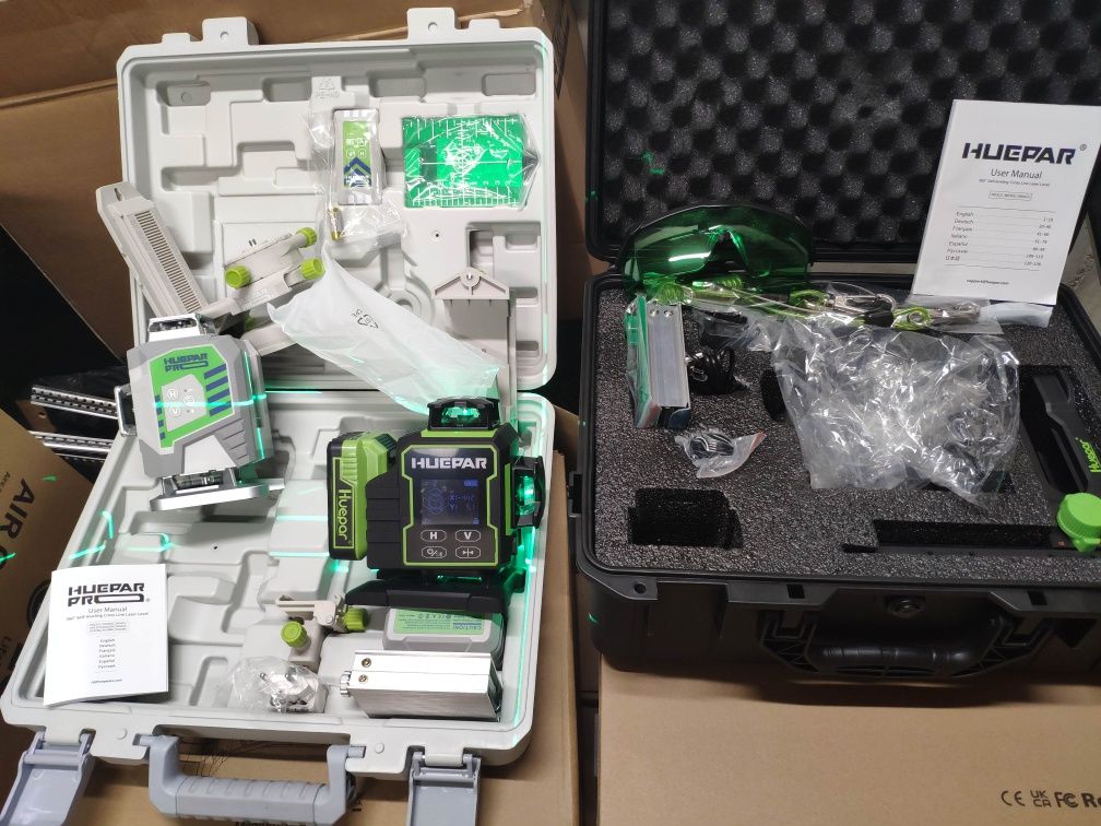Лазерен нивелир Huepar S04CG, 4D, 16 линии с LCD  Оригинален!