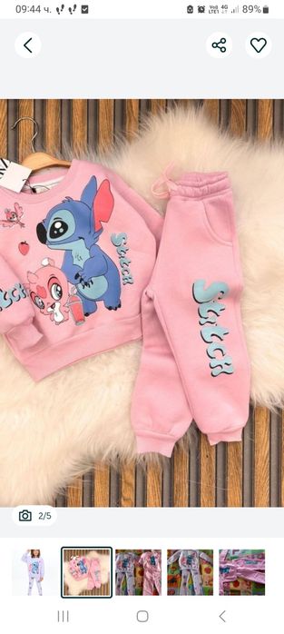 Нов детски комплект за момиче Стич 7/8г