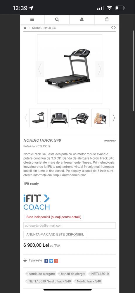 Banda de alergat NORDICTRACK S40