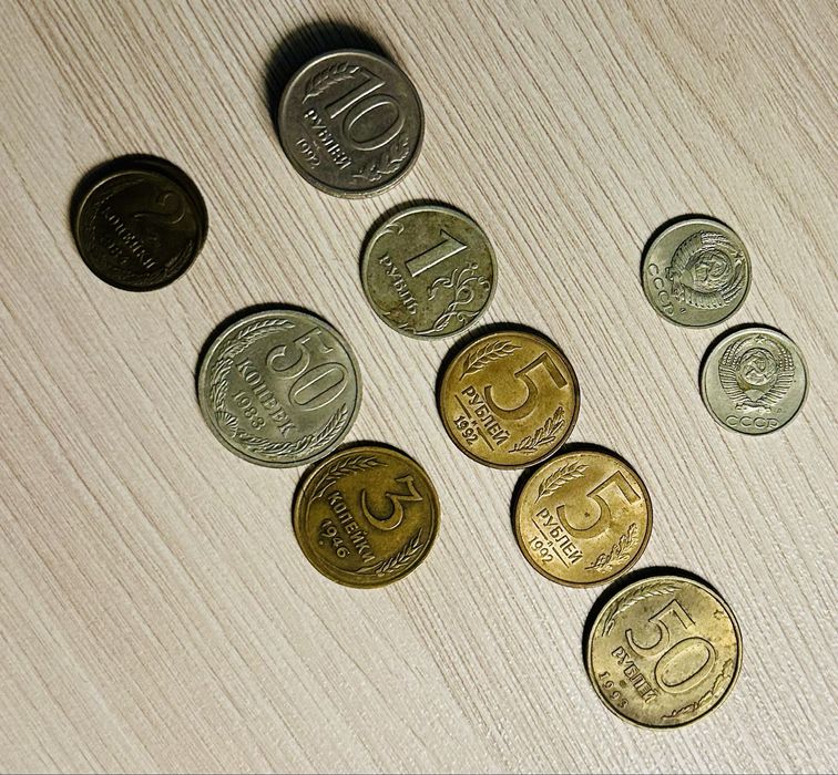 Монеталар, тиындар, монеты, копейки, рубли