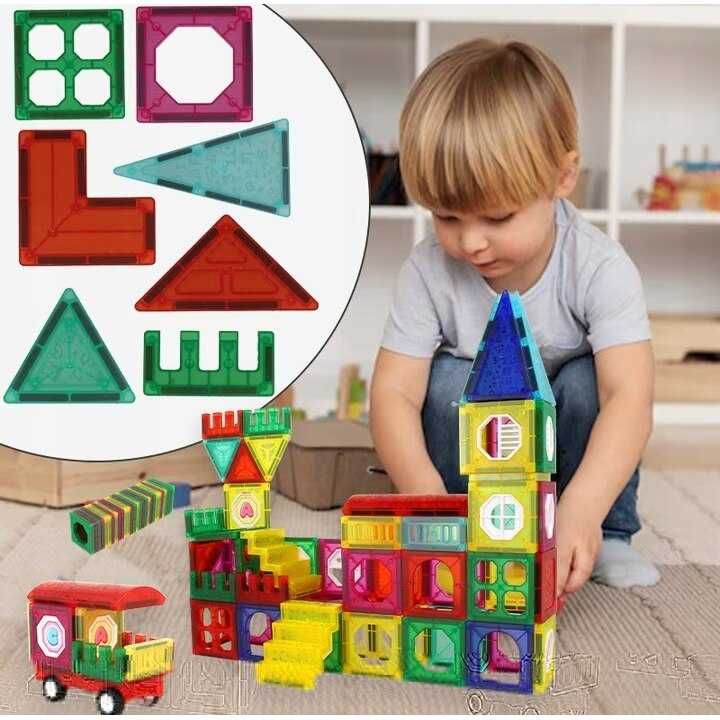 Set de constructie, ISP, LikeSmart Magnet Blocks, 3 ani+, 110 piese