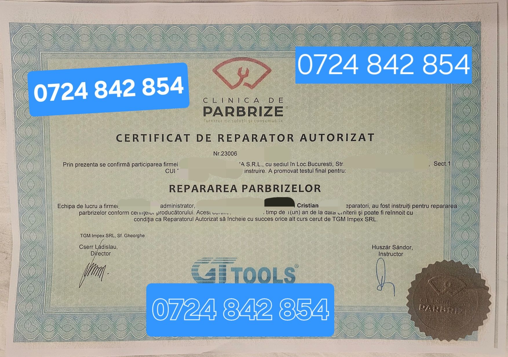 Reparatii parbrize ciobituri crăpături fisuri București deplasare