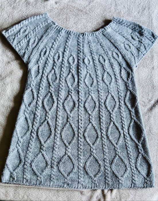 Bluza Tricotată cu Împletituri, Culoare Gri, Mărimea M